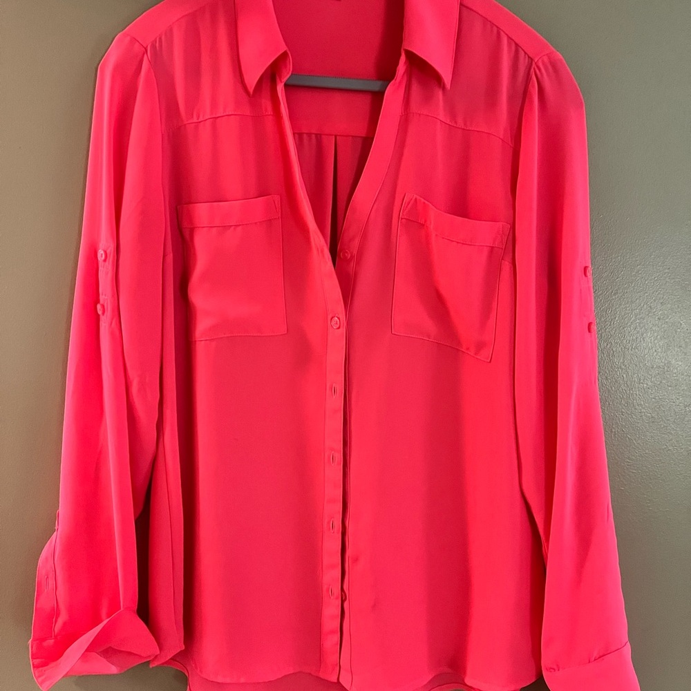 Express Bright Pink Button-Down Portofino Shirt